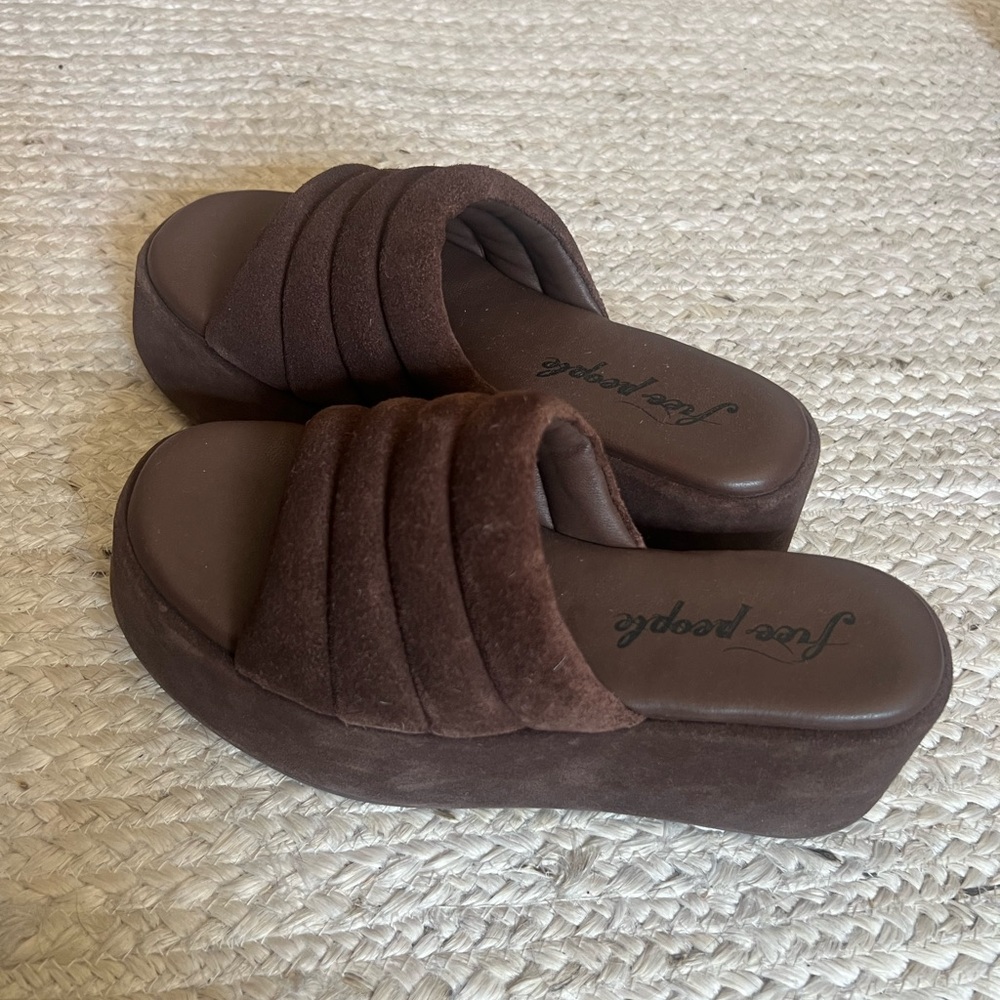 Free People Brown Quilted Slide Platform